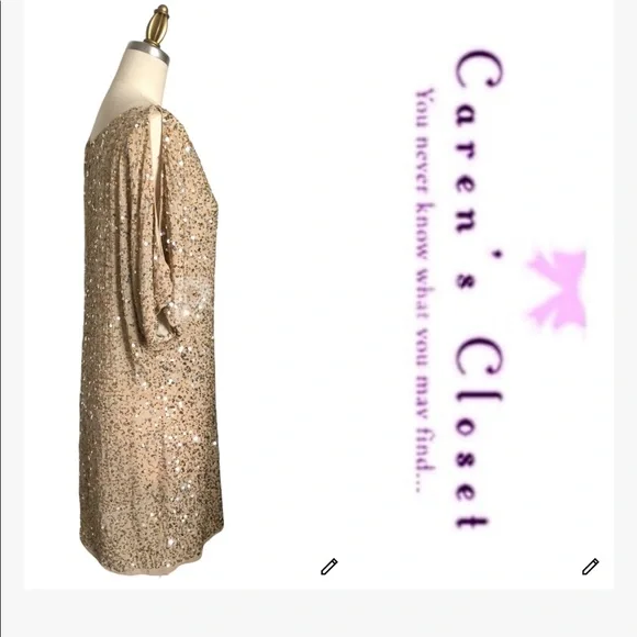 Aidan Mattox  Gold & Silver Sequin Cocktail Formal Mini Dress - Picture 5 of 6